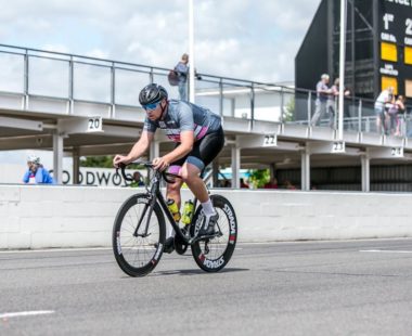 Cyclist doing a timed lap of Goodwood Race Circuit