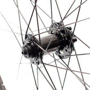 close up of Front Road Bicycle Disc hub for heavier riders by Strada