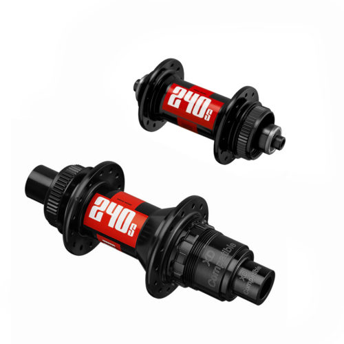 A pair of DT Swiss 240 Centre Lock Road bicycle hubs