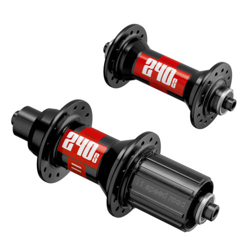 A pair of DT Swiss Road bicycle hubs