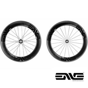 A pair of Enve SES 7.8 aerodynamic carbon bicycle wheels