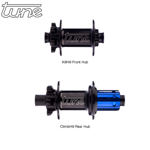 A pair of Tune KillHill ClimbHill Road Bicycle Disc hubs in Black