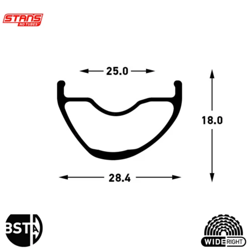 a cross section diagram of a Stans Crest Mark 4 rim