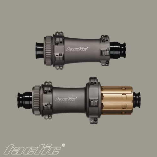 a size comparison of front and rear tactic TR01 bicycle hubs