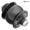 A black Son Deluxe Dynamo Center Lock Thru 100mm axle front bicycle wheel hub