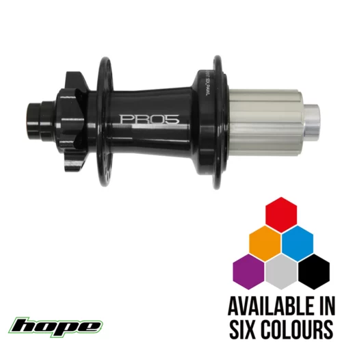 a rear Hope Pro 5 mountain bike boost hub in black.