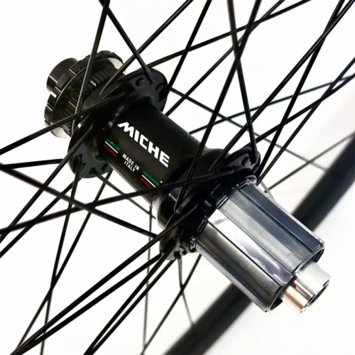 A picture showing a rear Miche RDX Disc bicycle hub in black.
