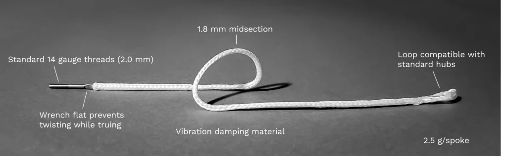 An Image displaying a technical discription of a white Berd bicycle spoke