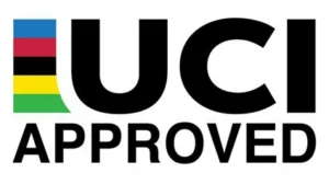 An Image showing the approved UCI rainbow striped logo
